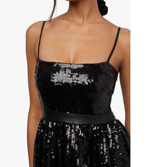 NEW WEWOREWHAT SEQUIN MIDI DRESS BLACK SIZE  4 - Picture 5 of 8